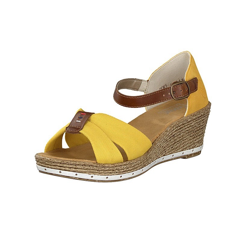 Sandalias Cunha Rieker 60467-69 Para Mulher - Amarelas